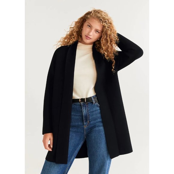 Mango Long Knit Cardigan in Black